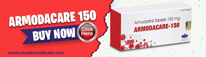 Armodacare 150 Armodafinil Tablets 150 mg buy now banner with product box