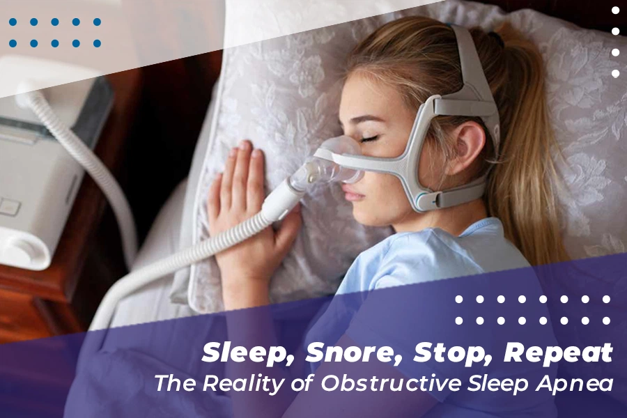Patient using CPAP mask during sleep for obstructive sleep apnea therapy